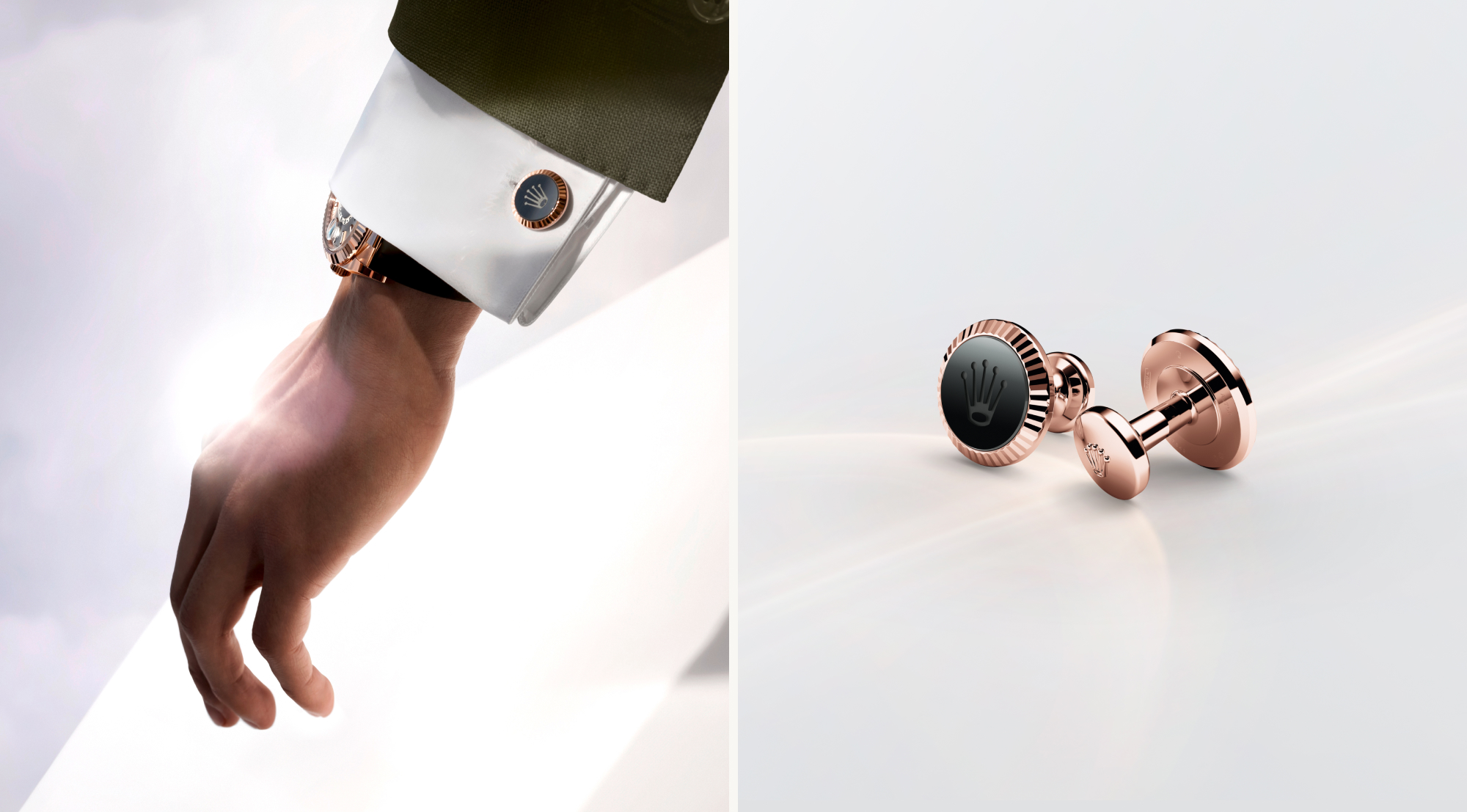 Rolex accessories fluted cufflinks